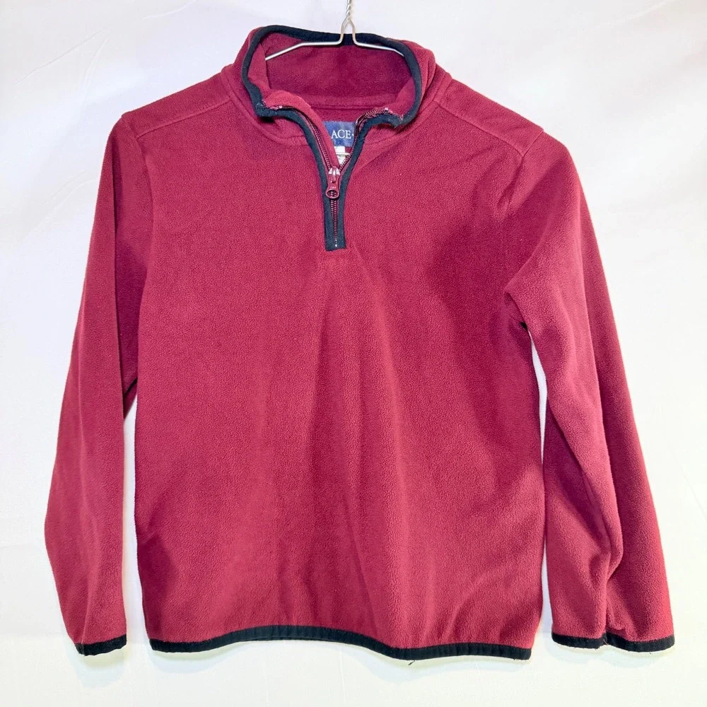 The Children's Place Maroon Fleece Quarter Zip Pullover‎ Sweater Kids Size 7/8 M
